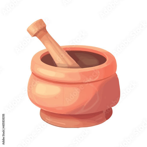 Organic herbs in mortar create healthy recipe