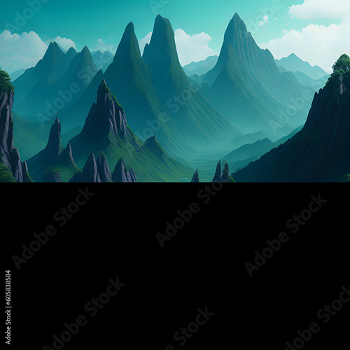 An artistic rendering of a majestic natural landscape with a modern twist photo