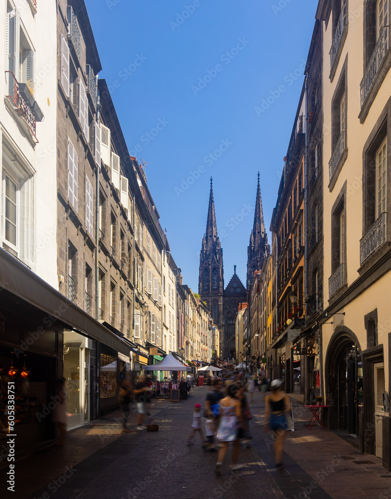 Summer landscape of city streets in Clermont-Ferrand, France