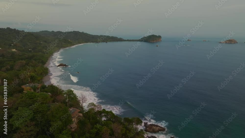 Aerial view of Manuel Antonio National Park in Costa Rica. The best Tourist Attraction and Nature Reserve with lots of Wildlife, Tropical Plants and paradisiacal Beaches on the Pacific Coast. Aerial view of Manuel Antonio National Park in Costa Rica. The best Tourist Attraction and Nature Reserve with lots of Wildlife, Tropical Plants and paradisiacal Beaches on the Pacific Coast.