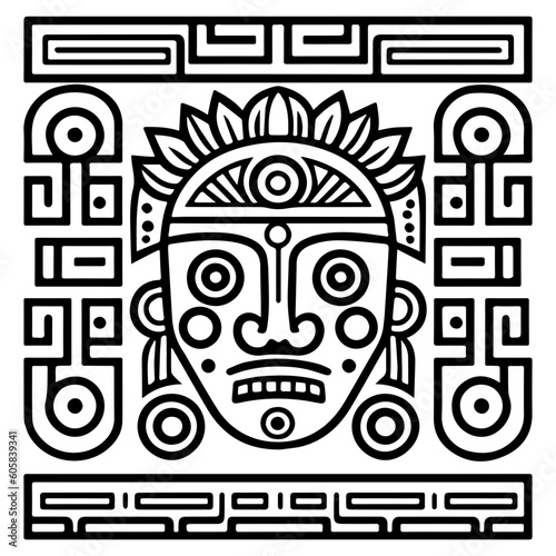 Aztec Mayan totem tattoo vector icon 