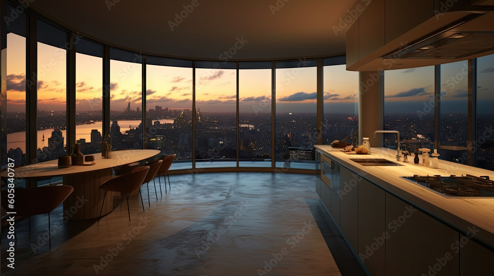 Fototapeta premium Sydney Luxury Penthouse Kitchen at dusk