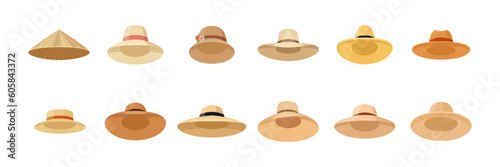 Leinwand Poster Vector Straw Hats