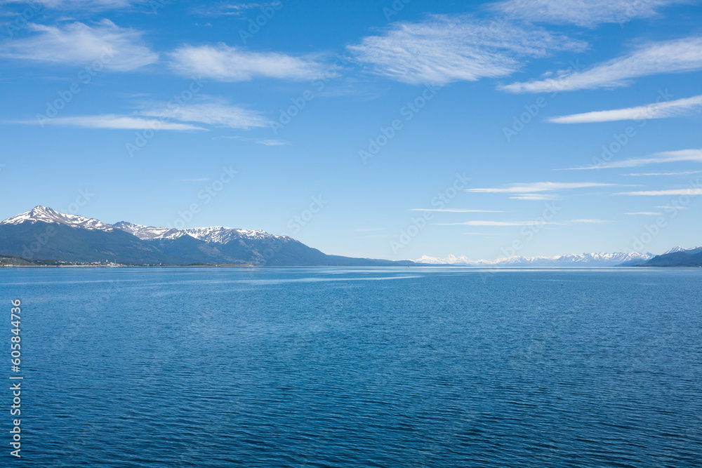 Navigation on Beagle channel, beautiful Argentina landscape