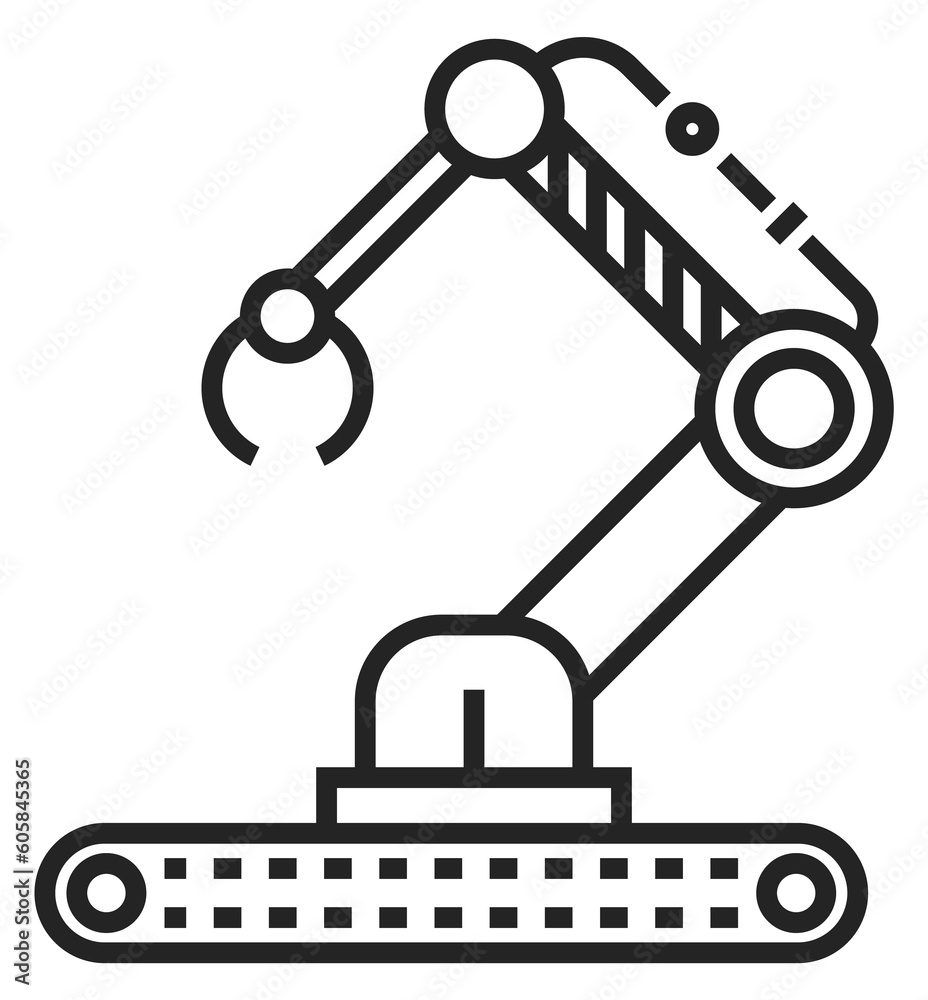 Industrial robot hand icon. Manufacture automation symbol Industrial robot hand icon. Manufacture automation symbol