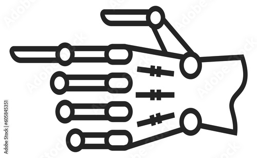 Robotic palm icon. Mechanic hand linear symbol