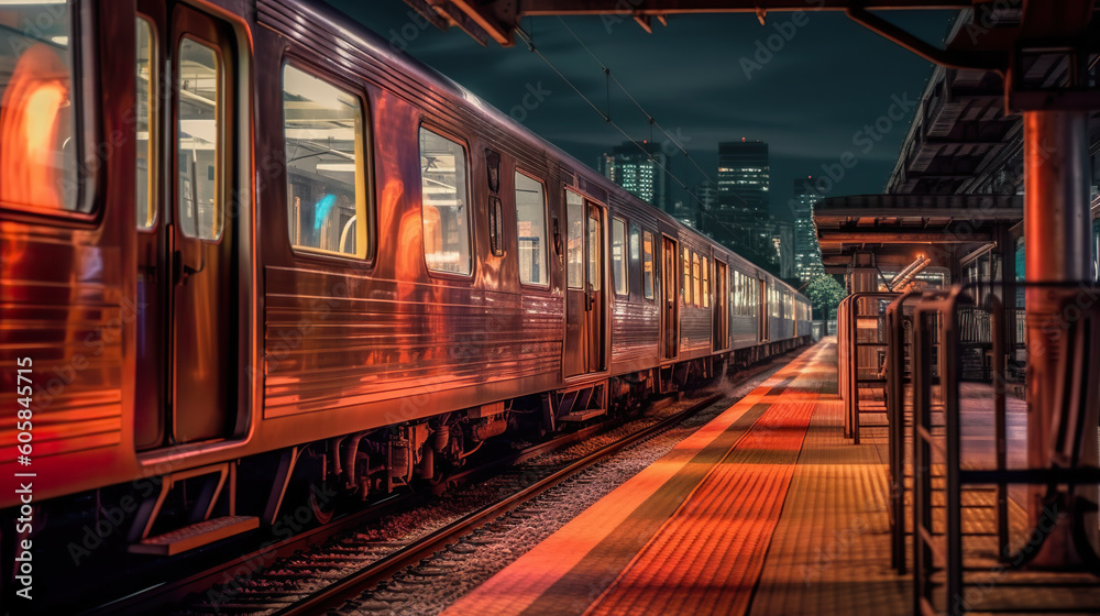 A train that is sitting on the tracks. Generative AI. A train that is sitting on the tracks. Generative AI.