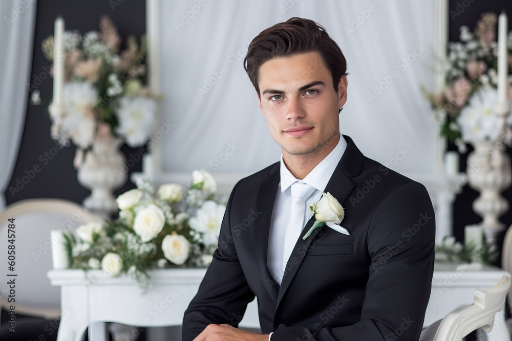 Portrait asian groom standing confident AI Generative Portrait asian groom standing confident AI Generative
