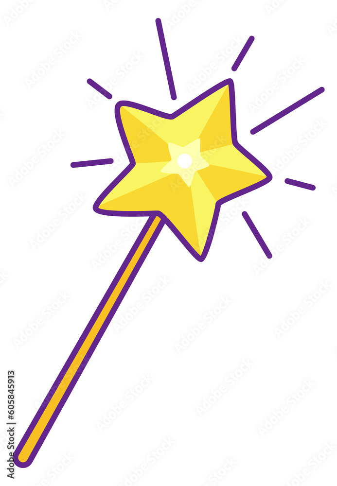 Magic wand icon. Color fantasy fairy stick Magic wand icon. Color fantasy fairy stick