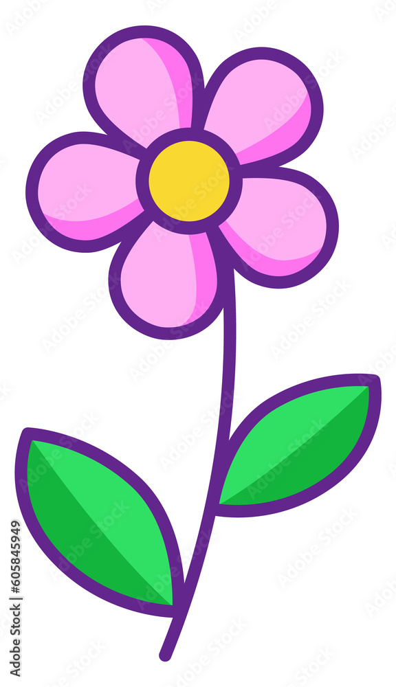 Flower drawing in childish style. Cute blooming plant Flower drawing in childish style. Cute blooming plant