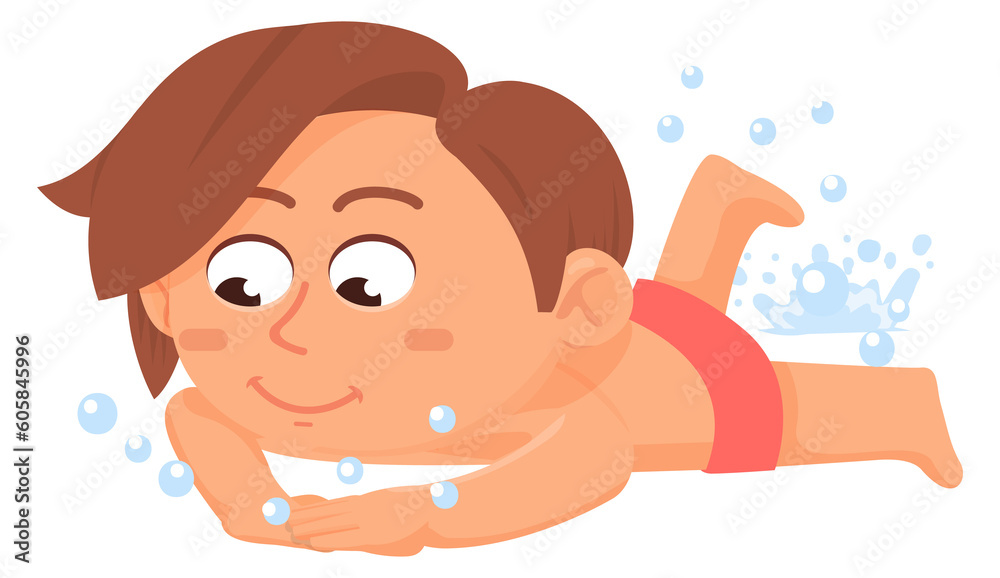 Boy in water. Happy kid swim. Vacation child Boy in water. Happy kid swim. Vacation child