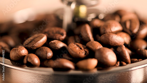 Coffee grains of coffe grinder