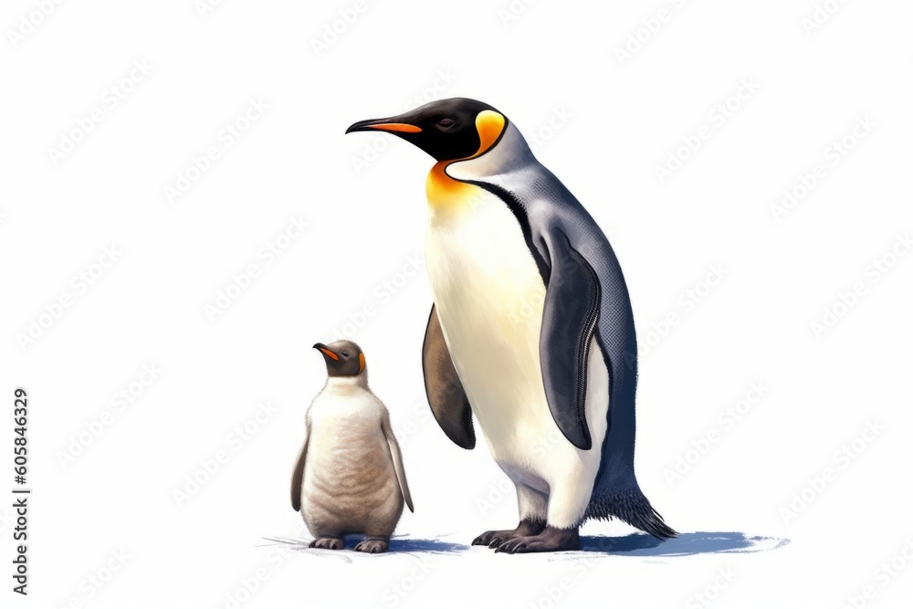 Fototapeta premium 皇帝ペンギンの親子：AI作品 