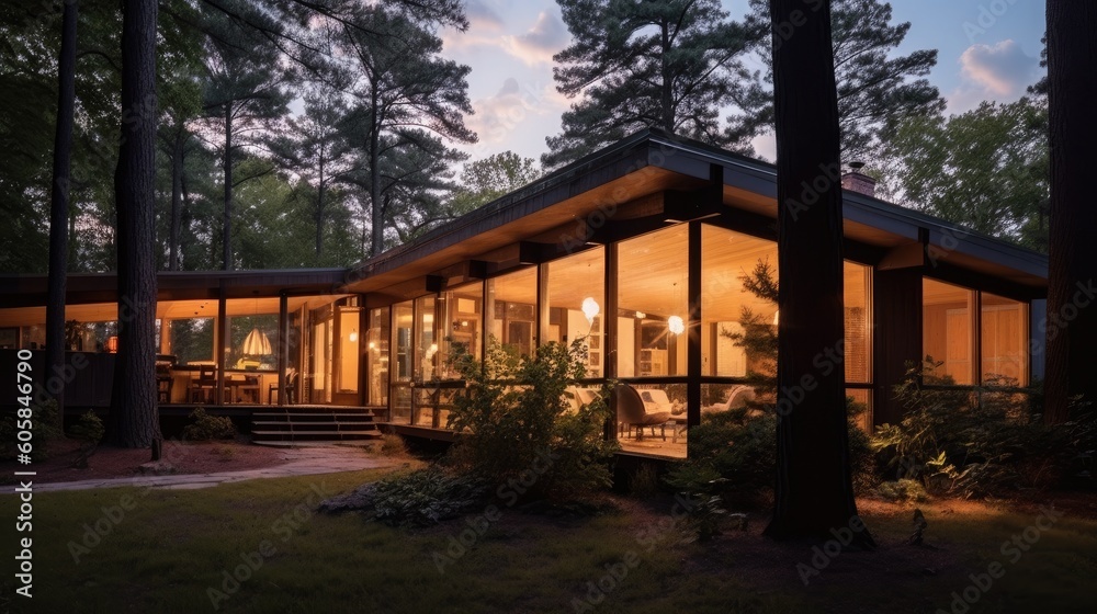 Portrait futuristic villa with trees AI Generative Portrait futuristic villa with trees AI Generative