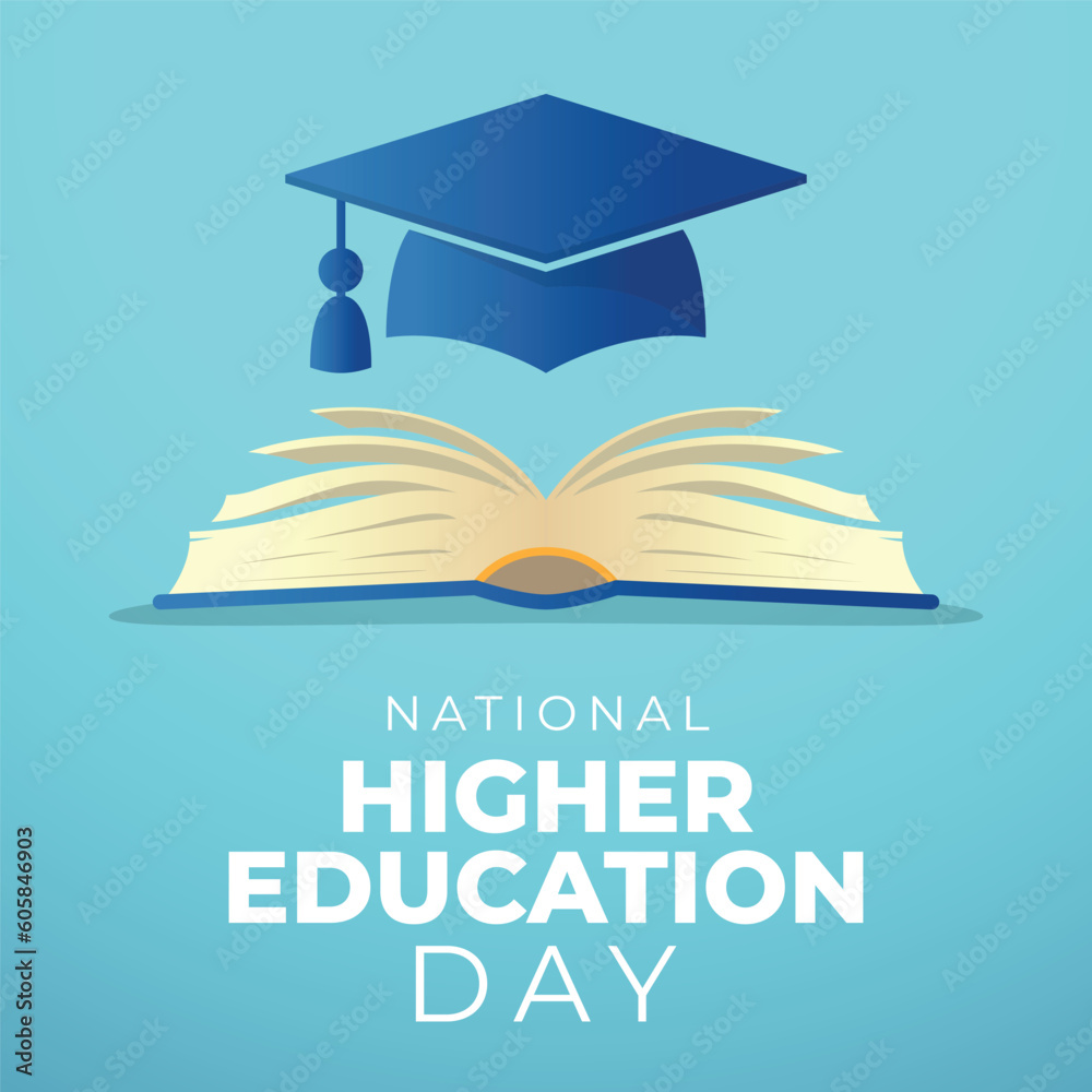 national higher education day. national higher education daybackground. graduation hat vector design. education vector illustration. - obrazy, fototapety, plakaty 