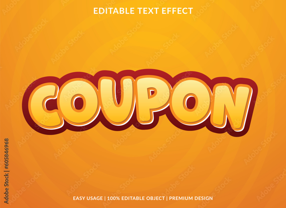 coupon editable text effect template with abstract background and 3d style use for business brand and logo