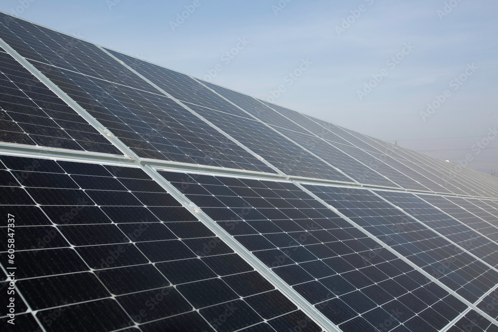 In the open air install environmentally friendly solar panels in the open air. Green electricity concept In the open air install environmentally friendly solar panels in the open air. Green electricity concept