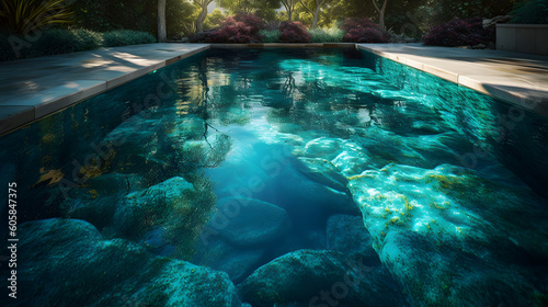 プールサイドの静けさ：魅惑的なリフレッシュメントのオアシス No.023   Poolside Serenity: A Captivating Oasis of Refreshment Generative AI © Lumin5e616f1