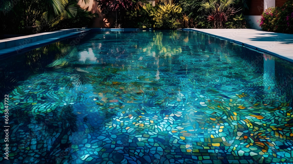 プールサイドの静けさ：魅惑的なリフレッシュメントのオアシス No.017 | Poolside Serenity: A Captivating Oasis of Refreshment Generative AI