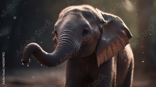 An adorable baby elephant. Generative AI. 