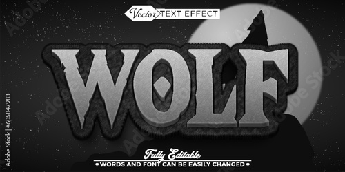 Gray Wolf Fur Vector Editable Text Effect Template