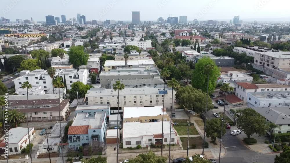 Palm Tree Lined Street with view of Downtown Los Angeles Palm Tree Lined Street with view of Downtown Los Angeles