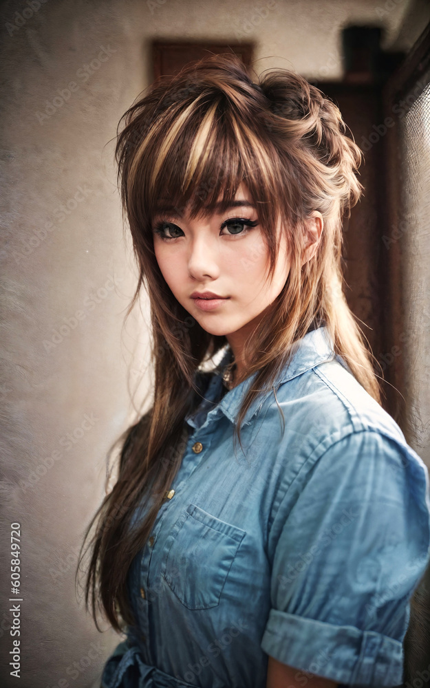 naughty young asian woman with trending fashion style , generative AI naughty young asian woman with trending fashion style , generative AI