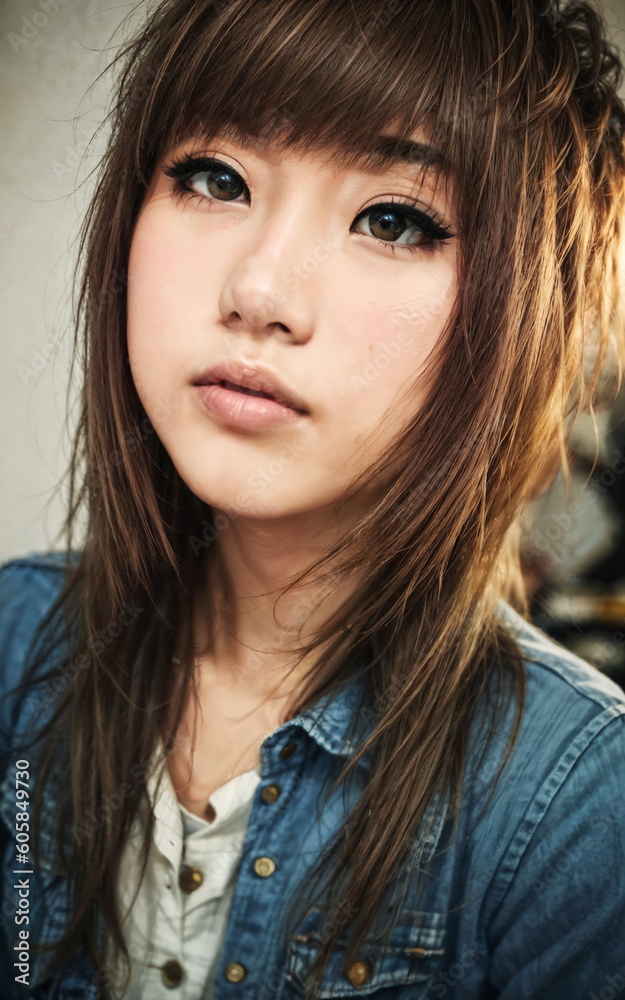 naughty young asian woman with trending fashion style , generative AI naughty young asian woman with trending fashion style , generative AI