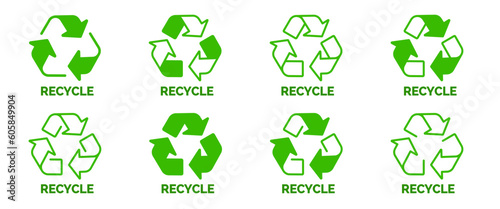 Set of symbols and signs for design of recycle label products