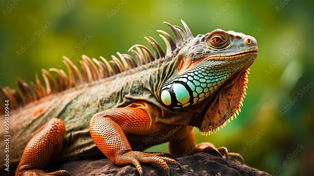 Obraz premium A Generative AI Illustration of An Iguana