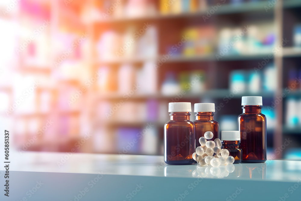 acy, pharmacy blurred background and banner. Medical pills and bottles. health acy, pharmacy blurred background and banner. Medical pills and bottles. health