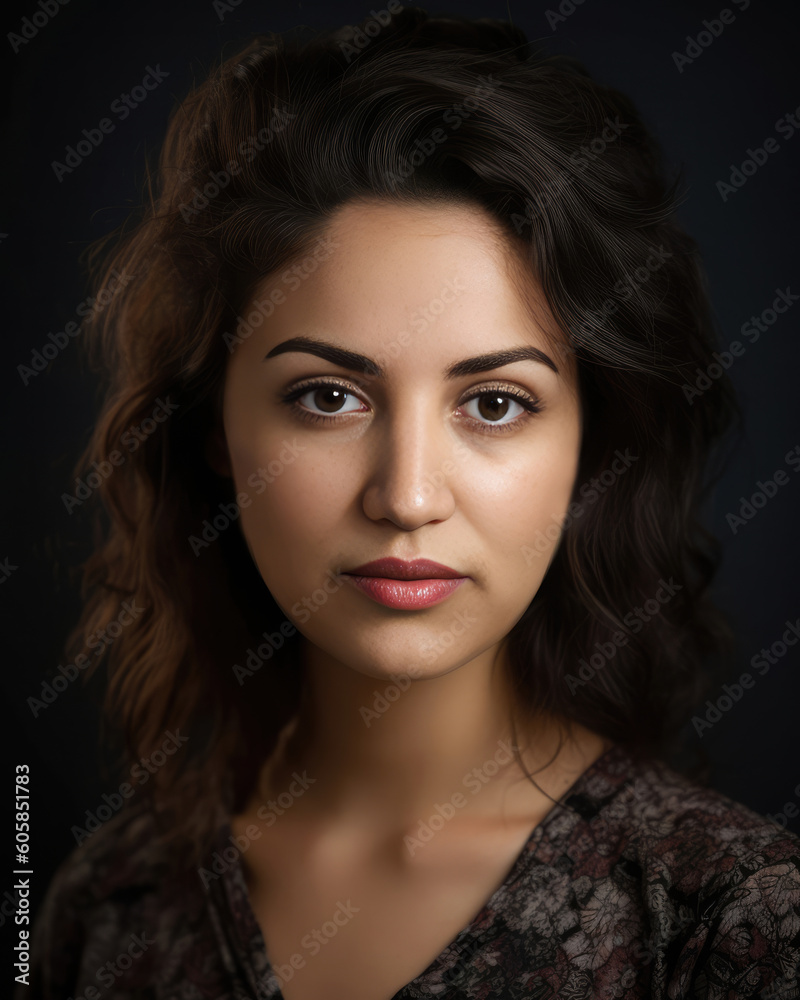 Portrait shot of a young beautiful woman - made with Generative AI tools Portrait shot of a young beautiful woman - made with Generative AI tools