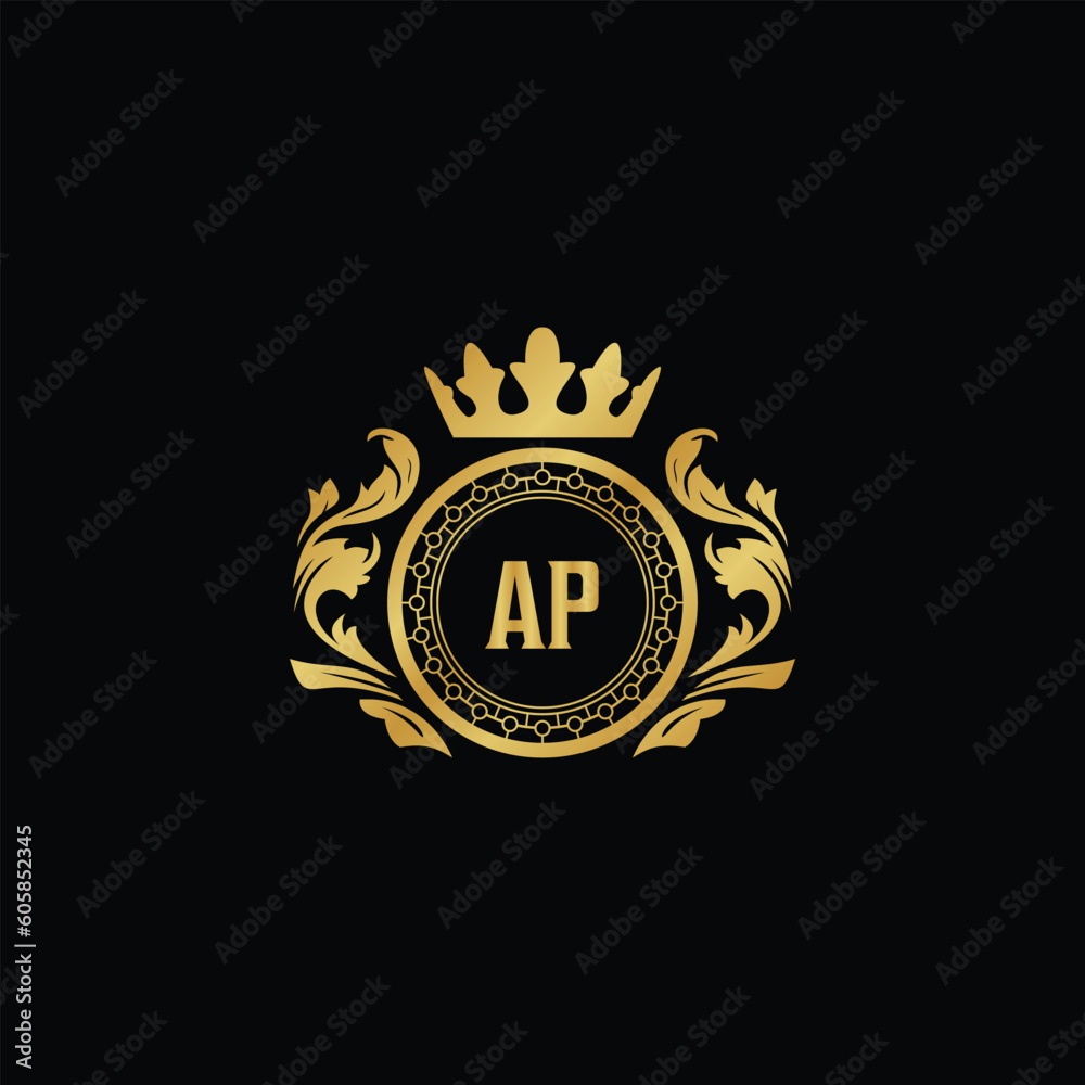 Luxury royal wing letter AA - AZ crest gold color logo vector image
