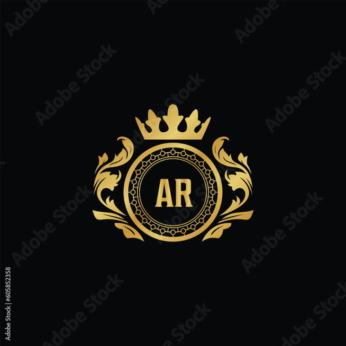 Luxury royal wing letter AA - AZ crest gold color logo vector image photo