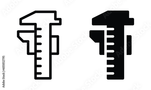 Caliper icon with outline and glyph style.