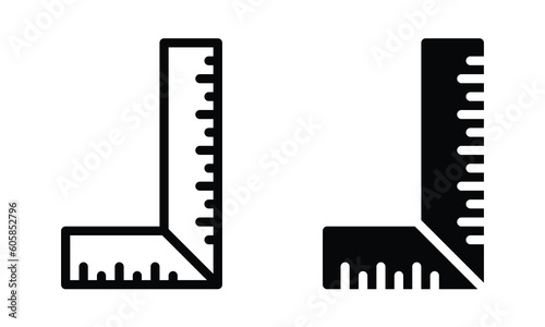 Ruler icon with outline and glyph style.