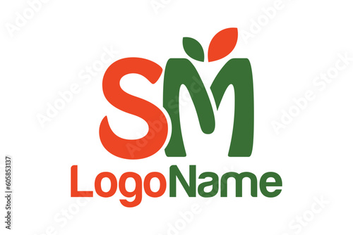Letter SM and leaf concept. Very suitable for symbol, logo, company name, brand name, personal name, icon and many more.
