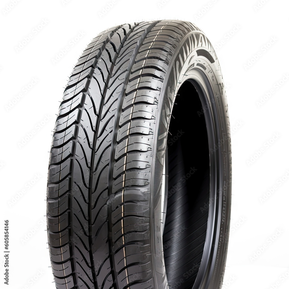 Car tire on white background