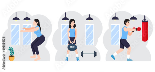 Flat Bundle Workout Design Illustration © 9scorpions.studio9
