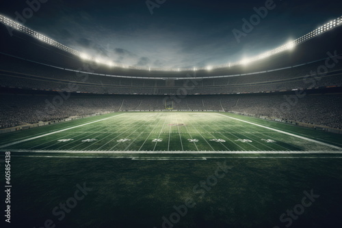 american football stadium, green field © waranyu