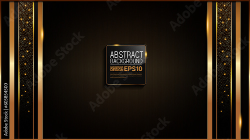 black gold background, golden light luxury image abstract, straight lines overlap layer shadow gradients space composition for banner, flyer cover layout, website template design