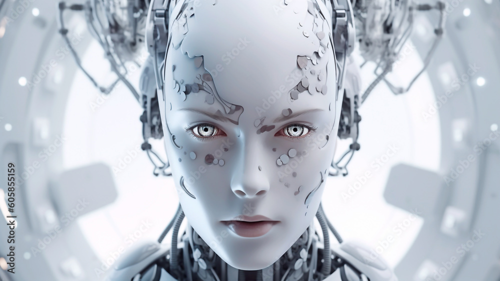 Sophisticated design the humanoid robot between human and machine. Generative AI