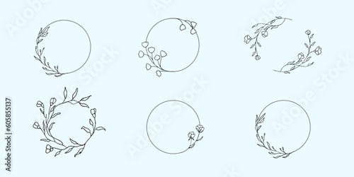 Round floral wreath illustration copy space