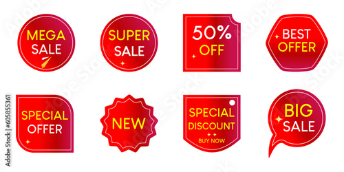Vector banner set for stickers, tags and labels. Louis George Café Bold font