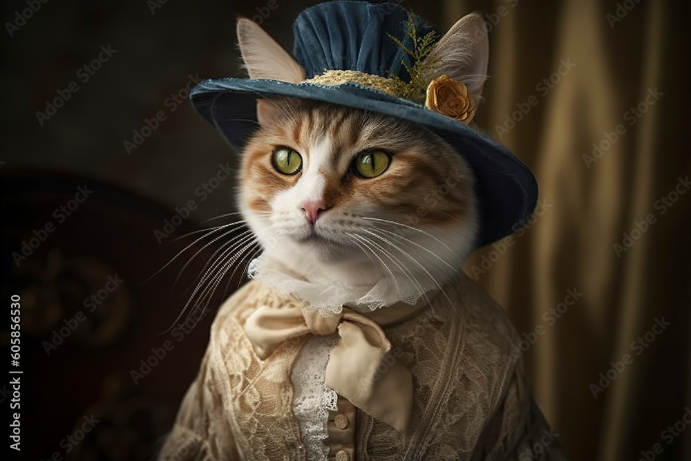 vintage cats wearing clothes