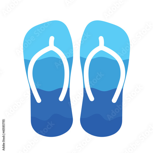 Blue Sandals Slippers for Summer Doodle Vector Illustration