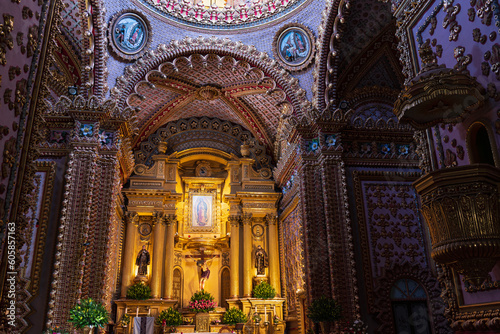 ornate apse and sanctuary of our lady of guadalupe temple interior in rococo and late baroque architectural style morelia, michoacan, mexico photo