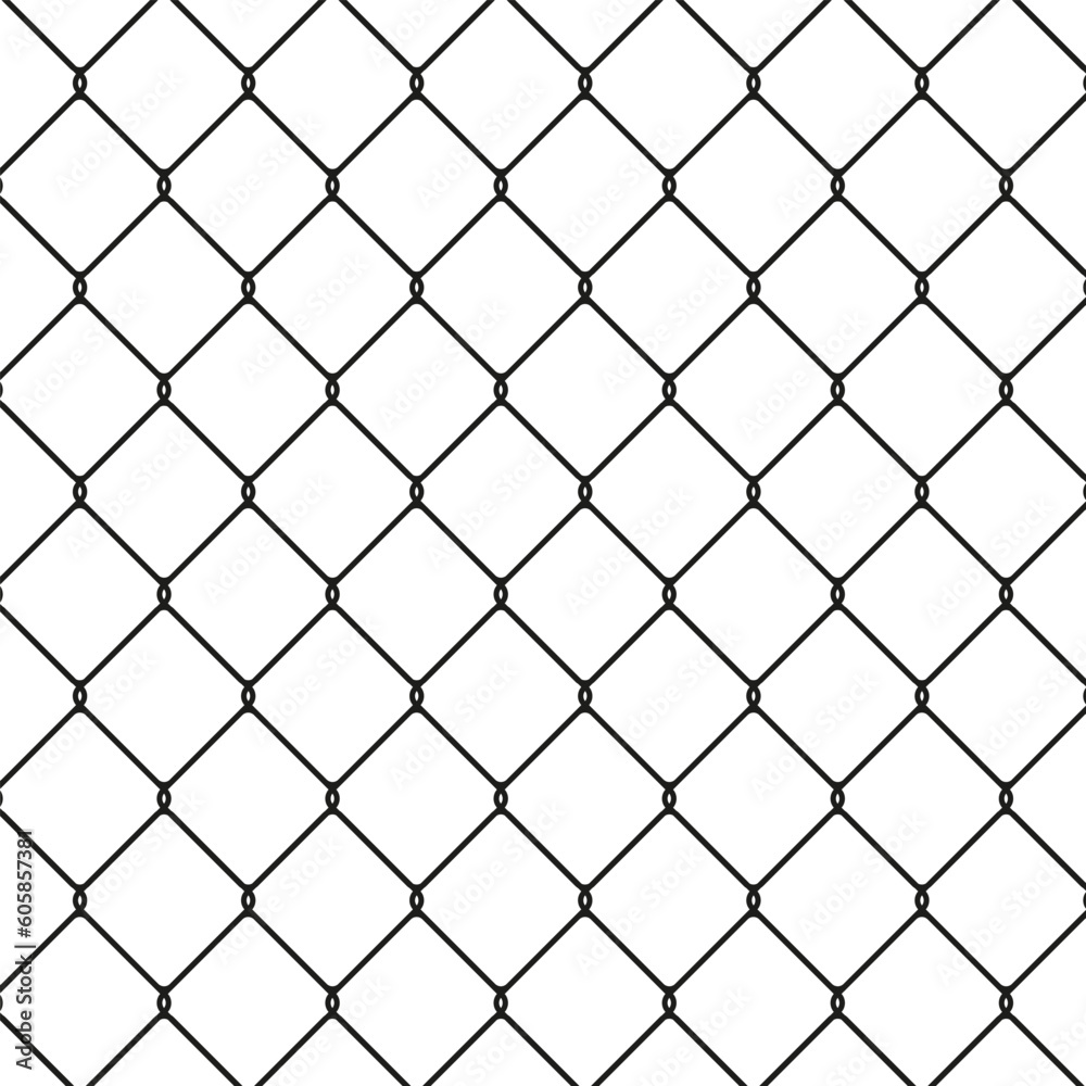 chain link fence wire mesh steel metal isolated. Art design gate made. Prison barrier, secured property. Vector illustration.