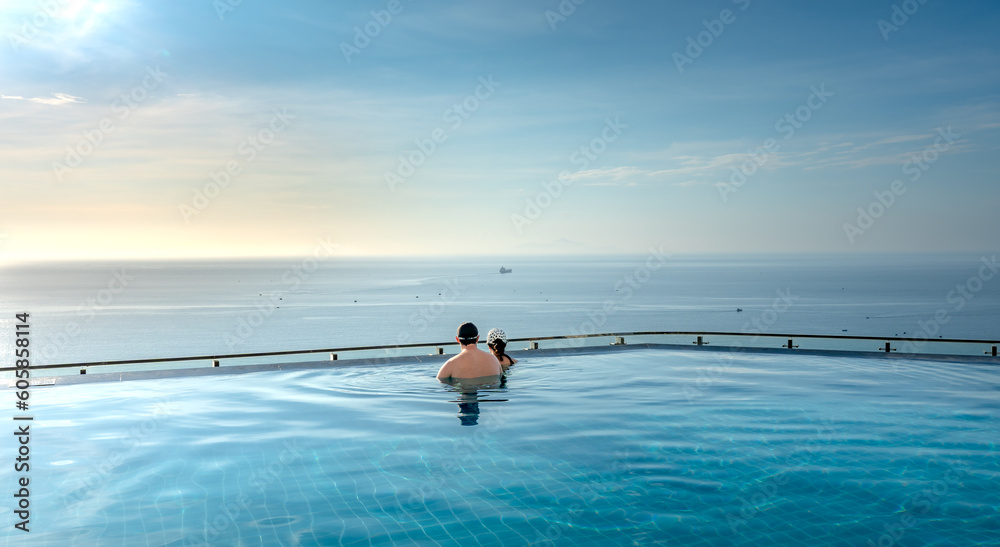 Visitors experience the infinity pool at the 5-star Radisson Da Nang hotel, Vietnam