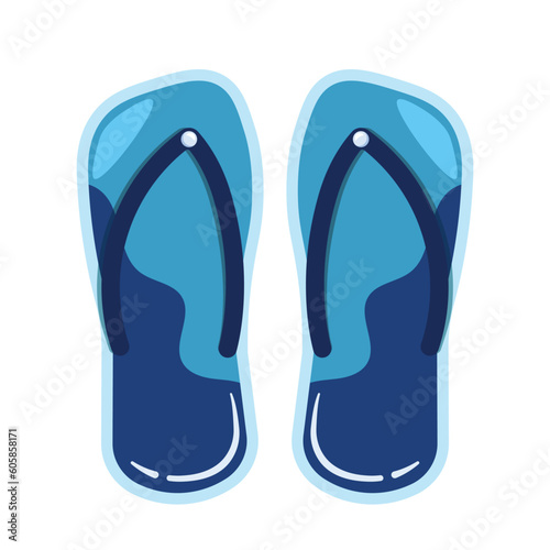 Flip Flop Sandals Slippers Animated Cartoon for Summer Doodle Vector Illustration